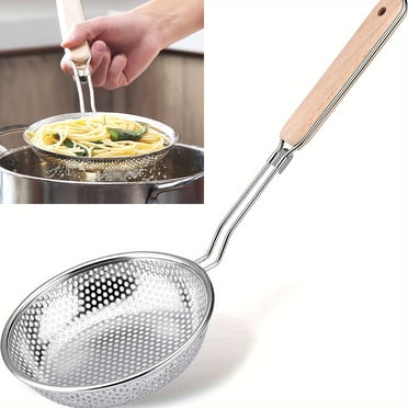 Stainless Steel Slotted Spoon Kitchen Strainer for Pasta Dumplings Frying Filtering Heavy Duty Cooking Utensil