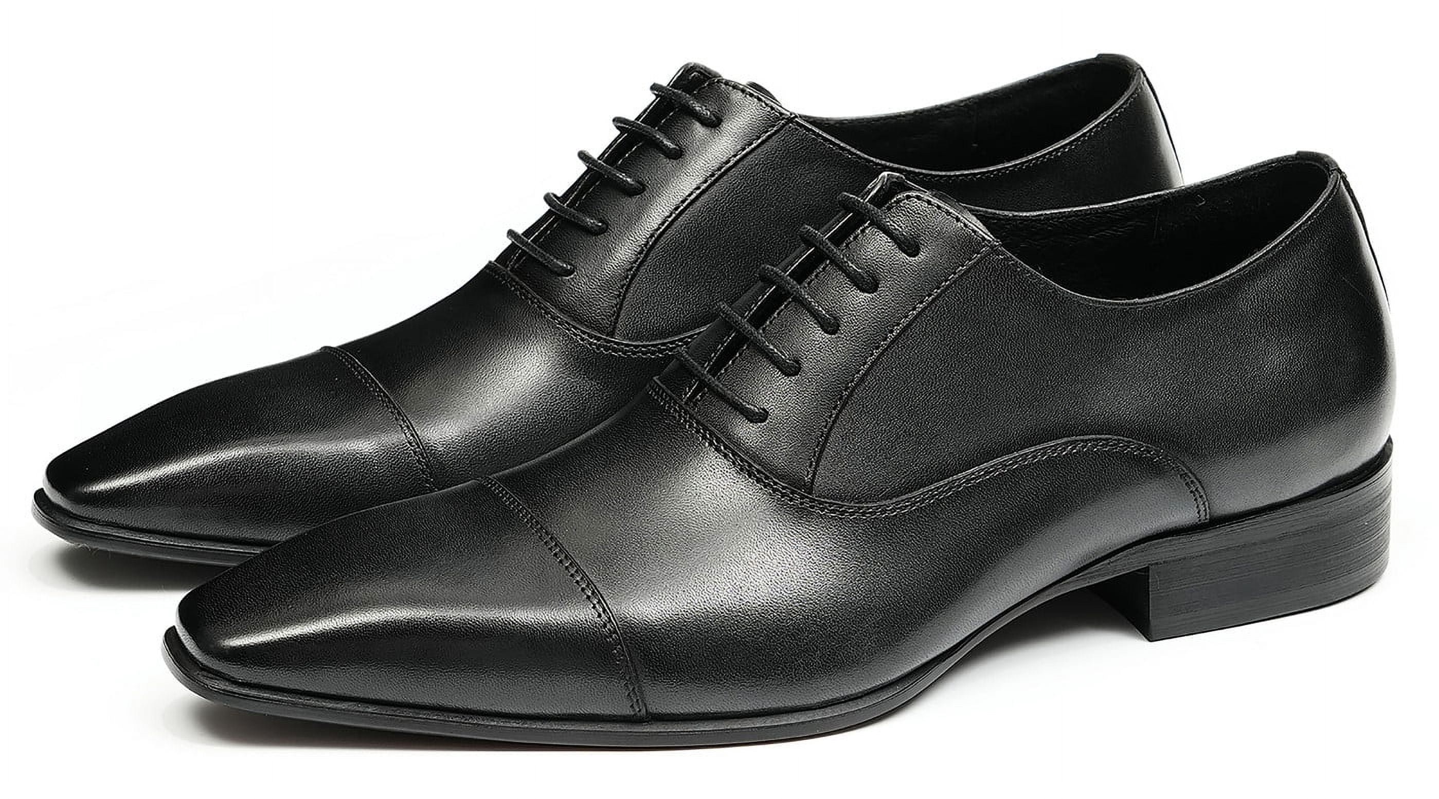 Santimon Black Dress Shoes for Men Cap Toe Classic Lace up  display picture 1