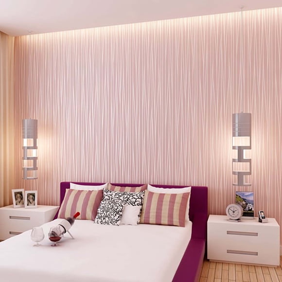 EQWLJWE Modern Non-Woven Wallpaper ,Self Adhesive Wallpaper Roll,Roll Glitter Stripe Textured Flocking Striped Wallcoverings for Bedroom Living Room