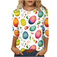 thumbnail image 2 of UPPADA Bunny T-Shirts de Pâques pour Femmes Lapin Oeuf Imprimé T-Shirts Manches 3/4 Col Rond T-Shirts d'Été Décontractés Mignons T-Shirts Graphiques Chandail Confortable Haut Vert,TG, 2 of 5