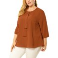thumbnail image 4 of GRACE & GRANDEUR Women's Plus Size Tops Work Round Neck Ruffle Chiffon Blouse Office Top 4X Caramel, 4 of 8