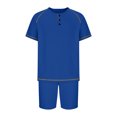 thumbnail image 3 of Birdeem Ensembles pour Hommes Chemise et Shorts Mode Décontractée Couleur Unie Blouses Courtes Col Rond Ensembles, 3 of 10