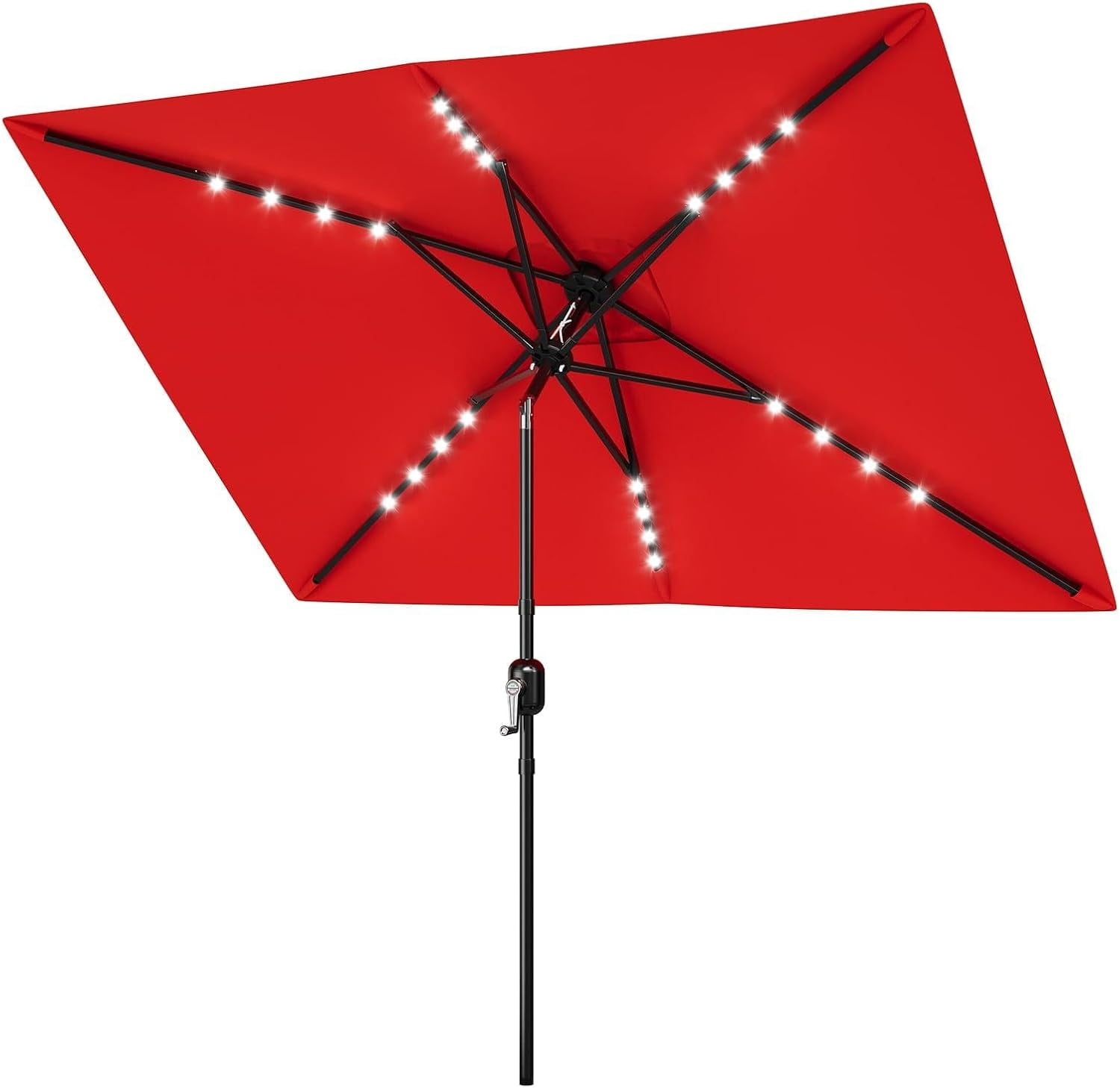 Led Rectangular And Rounded Lights YUSAZENS 6.5x10FT Rectangular Patio Umbrella, Iron Frame, Polyester ...