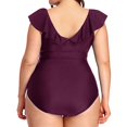 thumbnail image 4 of Huesdet Women's One Piece Swimsuits Button Adjustable Strap Bathing Suit Color Block Retro Swimwear[Purple,5XL], 4 of 6