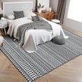 thumbnail image 2 of Twister.CK Washable 9' x 12' Vintage Striped Area Rug, Soft Living Room Rug Stain Resistant Indoor Carpet Non Slip Low Pile Floor Cover for Bedroom Dining Room, Black, 2 of 9