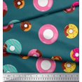 thumbnail image 2 of Soimoi Blue Georgette Viscose Fabric Donuts Food Print Sewing Fabric Yard 42 Inch Wide, 2 of 5