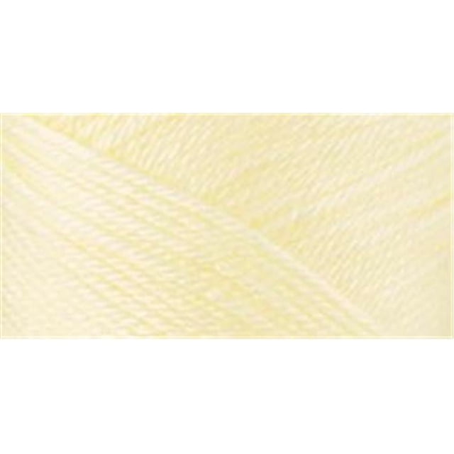 Caron® Simply Soft® Yarn acrylic #4 medium weight in pale yellow, close-up showing twisted strands with a smooth, lustrous finish, suitable for knitting, crochet, and soft home decor projects.