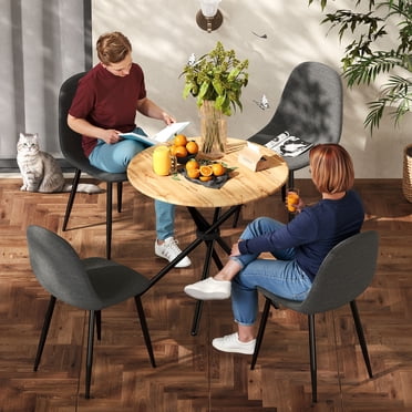 Homy Casa Set of 4 Modern Dining Chairs with Metal Legs and Upholstery Seats for Kitchen Café, Grey Fabric