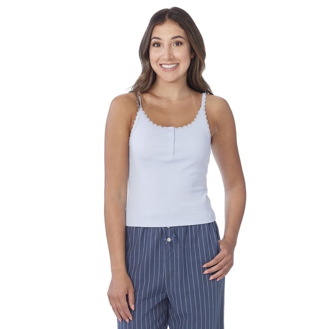 Secret Sleep Rib Cami with Buttons and Lace - Online exclusive