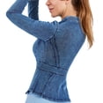 thumbnail image 3 of Hvobtty Veste en Denim Décontractée à Manches Longues pour Femmes, Type de Denim avec Col Rond, Manches Longues et Ourlet en Dentelle Uni pour Femmes, 3 of 3