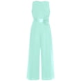thumbnail image 2 of renvena Kids Girls Flower Wedding Party Bodysuit Ruffled Chiffon Pageant Banquet Rompers Summer Wide Leg Pants Jumpsuit Playsuit with Detachable Embellishment Mint Green 12, 2 of 5