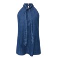thumbnail image 5 of Débardeurs pour Femmes Été Été Hauts pour Femmes Col Rond Aguichant Dos Nu à Nouer Couleur Unie Sans Manches Camisole T-Shirt Hauts pour Femmes Chic Décontracté en Liquidation, 5 of 5