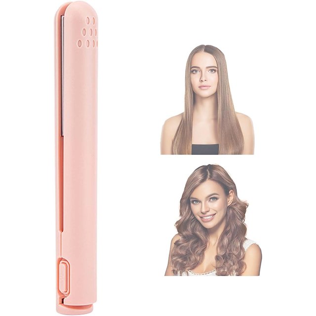 LSLJS 2 In 1 Hair Straightener and Curler, Ceramic Mini Hair Curling Iron for Short and Long Hair, Portable Mini Hair Curler, Suitable for Home and Travel, Electric Curling