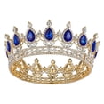 thumbnail image 4 of maskred Alloy Exquisite Craft And Detailed Carved Wedding Hair Crown For Brides Rhinestone Tiaras And Crowns Gold  + sapphire 5Set, 4 of 6