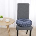 thumbnail image 3 of Coussin d'Assise Épaissi Rond en Velours Côtelé pour Chaise, Tapis, Bleu Marine, 3 of 6