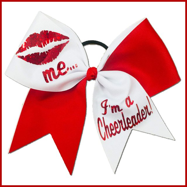 Valentine's Day Cheer Hair Bow - Kiss Me I'm A Cheerleader