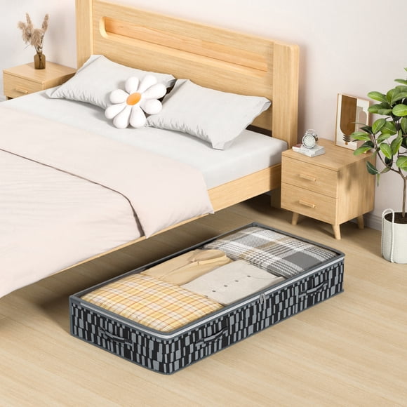 JWshufel Non Woven Storage Bag for Quilts and Clothing with Transparent Top Easy Organization Multi Scene Storage Under Bed or Wardrobe Solution 39.4"x19.7"x7.1" Gray