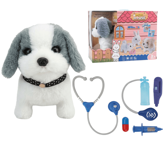 Interactive Doctor Puppy Toy with Medical Instruments – Battery Operated Plush Dog with Sounds – Pretend Play Vet Set for Kids