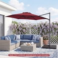 thumbnail image 3 of Costway Parasol Déporté de Patio 10 Pi avec Rotation à 360°, Évent, Base en Croix Incluse Bordeaux, 3 of 10