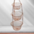 thumbnail image 3 of GUOOL 3-Tier Hanging Basket Kitchen Heavy Duty Wire Fruit Organizer with Metal Ceiling Copper, 3 of 9