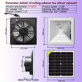 thumbnail image 1 of 1pc 17W Solar Ceiling Exhaust Fan - 8/10/12 Inch Ventilation Fan for Kitchen, Bathroom,, 1 of 5