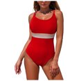 thumbnail image 1 of WUANDIXFA Maillots de Bain pour Dames Femmes Mode Robe de Bain Maillots Rehausseur Maillot de Bain une Pièce Rouge,P, 1 of 6