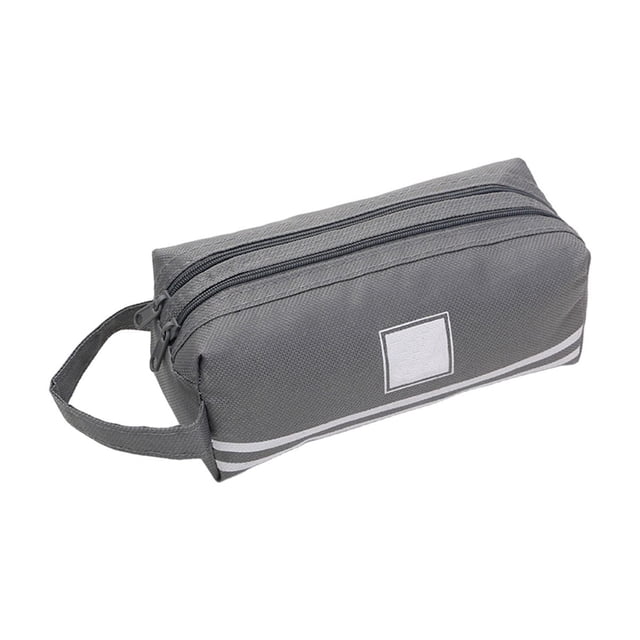 SIYTUAU Double Layer Oxford Cloth Pencil Case 7.9X2.95X2.95 Inches Gray For School Students Large Capacity Zipper Double Pull Design Pencil Organizer School Use Grey