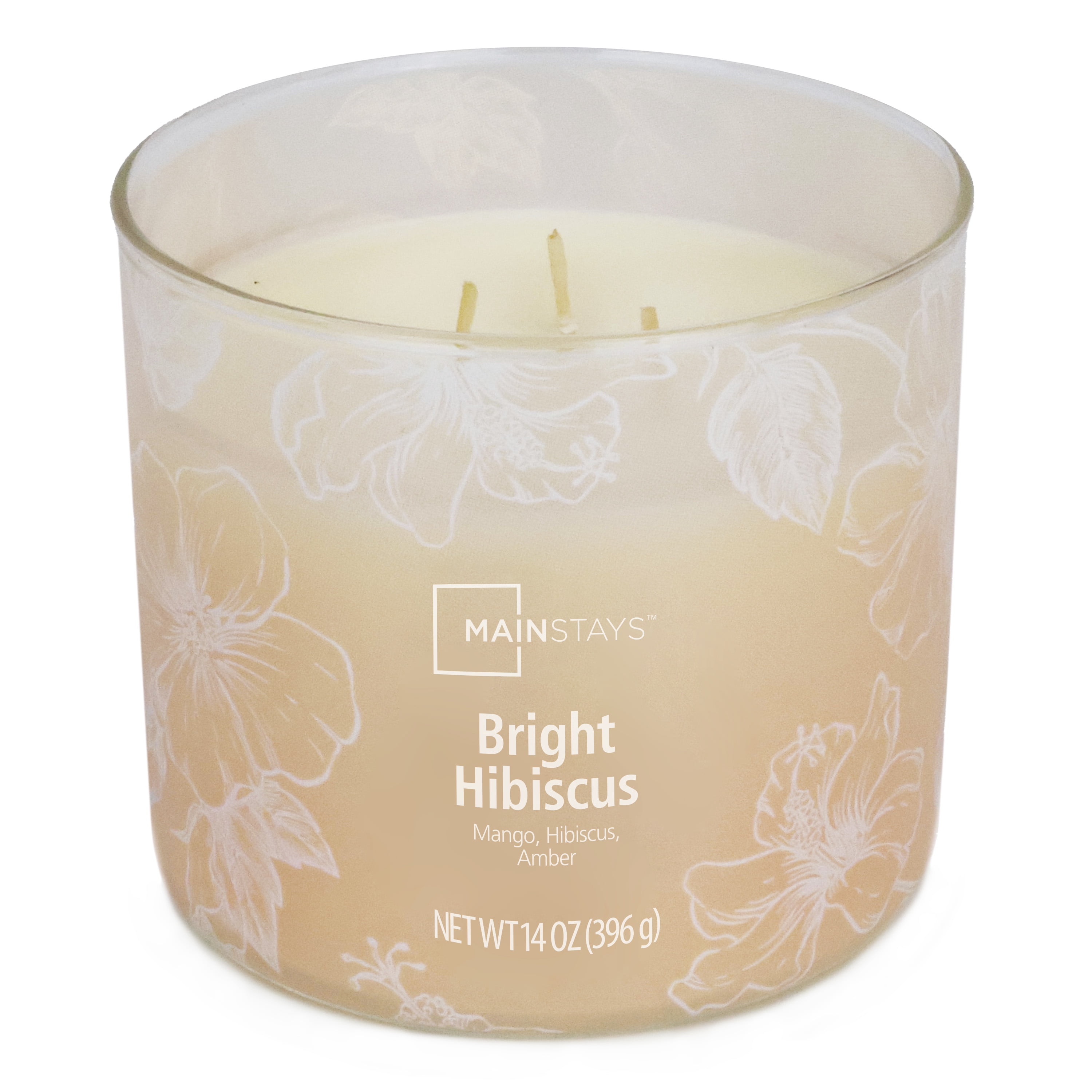 Bougie parfumée Mainstays à 3 mèches, enveloppée texturée Hibiscus, 14 oz
