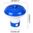 thumbnail image 3 of Distributeur de Chlore Flottant pour Piscine de 5 Pouces en PVC Bleu et Blanc, Contient des Pastilles de 6 X 1 Pouces, Ajustable pour Piscines et Spas, 3 of 8