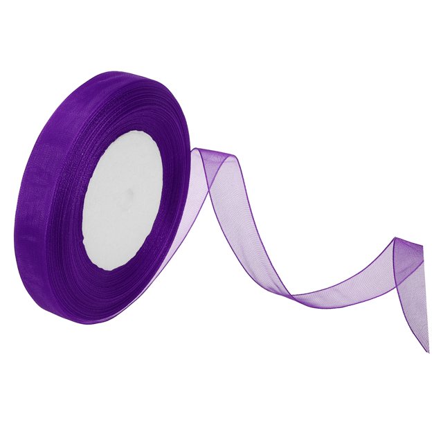 Unique Bargains 0.6 Inch x 50 Yard Organza Ribbon, Gift Wrapping Ribbon for Bouquet Cake Invitations Card Decoration, Purple