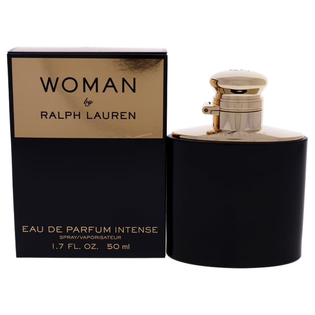 Woman Intense by Ralph Lauren pour Femmes - Vaporisateur EDP 1,7 oz. l'Image Montre un Flacon de Parfum Noir et Or avec une Boîte Assortie. le Parfum Présente un Mélange de Tubéreuse, de Fleur d'Oranger, de sambac, de Jasmin, de Cassis, de Poivre Rose, de Néroli, de Vanille Noire, de Bois de Santal et de Bois d'Ambre. Eau de Parfum pour Femmes.