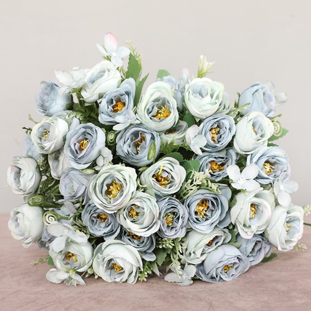 Artificial Rose Flowers Decor Spring Rose Potted Artificial Flowers Faux Rose for Wedding Home Party