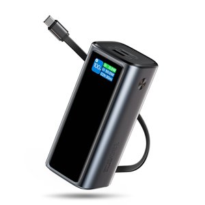 Laptop Power Bank, 130W Portable Charger with Dual Ports & Built-in Retractable Cable, 20000mAh Portable Power Bank with Smart Digital Display, for i