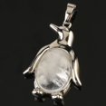 thumbnail image 1 of Collier Pendentif Pingouin Femme Pierre Naturelle Œil de Tigre Mignon Animal Homme, 1 of 6
