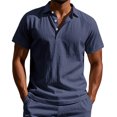 thumbnail image 3 of Txeol Weekly Sale Mens Short Sleeve Shirts Casual Athletic Fit Button V Neck Tee Shirt Solid Color Basic Workout Muscle Tops,Navy,XL, 3 of 10