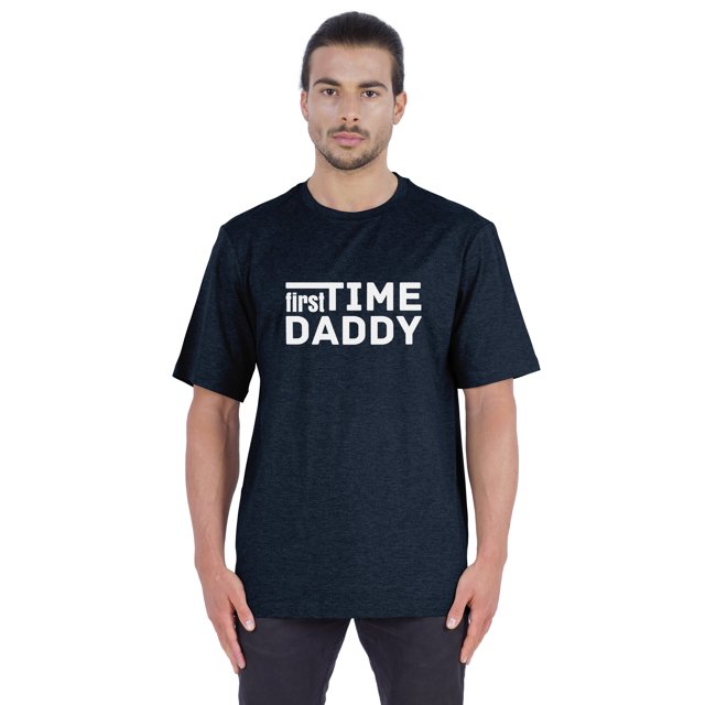 Inkmeso Men's Graphic Printed "First Time Daddy" Short Sleeve Tee Shirt Jersey Shirt For Dad