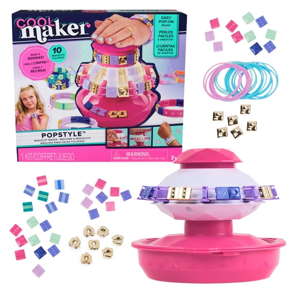 Cool Maker PopStyle Bracelet Maker, 170 superbes perles, 10 bracelets, rangement, coffret de fabrication de bracelets d'amitié, jouets d'art et de loisirs créatifs pour filles
