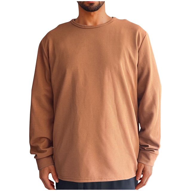 Jalioing Chandail à Col Rond pour Hommes Décontracté à Manches Longues Chandail Texturé Couleur Unie Basique Ample