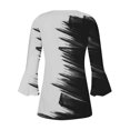 thumbnail image 5 of IROINID Chemises Grande Taille Réduite pour Femmes Col Rond Manches Longues Trompette Quotidienne Basique Boutonnée Tunique Plissée T-shirts Blouses, Blanc, 5 of 5