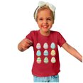 thumbnail image 2 of Penkiiy T-Shirts de Pâques pour Enfants Tout-Petits Garçons Filles Mode Pâques Mignon Oeufs de Pâques Imprimé Col Rond Imprimé Manche Courte Haut 9 Ans Rouge, 2 of 4