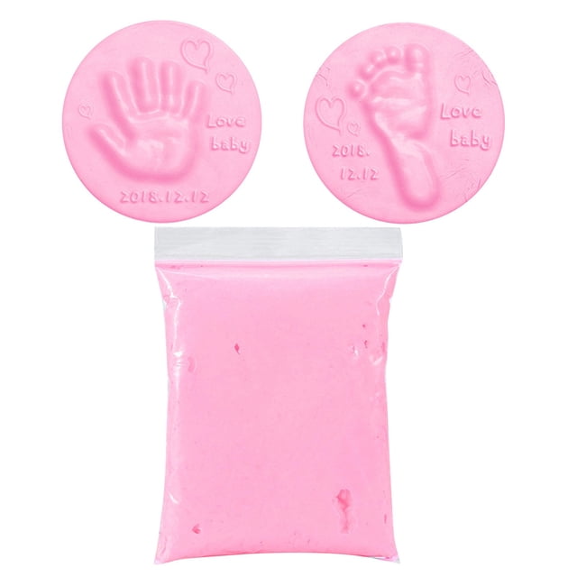 Arts Crafts DIY Baby Care Air Drying Soft Clay Handprint Footprint Kit for Parent Child Casting with Inkpad and Fingerprint Tool
