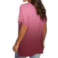 thumbnail image 4 of Jienlioq Hauts pour Femmes Liquidation Mode Féminine Décontractée Dégradé Col en V Manches Courtes T-Shirt Ample Hauts Sélections Éclair, 4 of 7