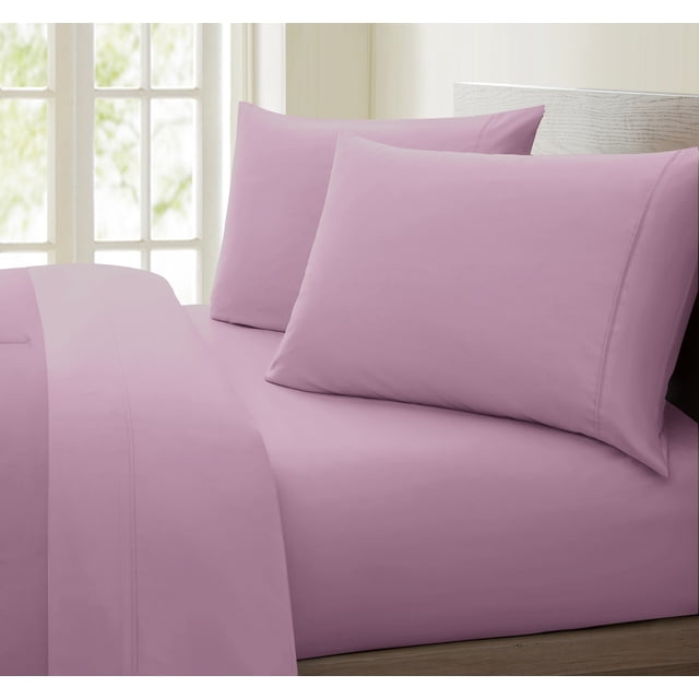 Oxford Collection 600 Thread Count Deep Pocket Egyptian Quality Cotton Solid Sheet Set (Twin Extra Long, Purple)