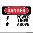 thumbnail image 1 of SignMission OS-DS-A-1218-L-1536 12 x 18 Po Signe de Danger OSHA - Lignes Électriques au-Dessus, 1 of 1