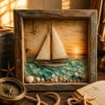 thumbnail image 3 of Sea Glass LED Light Box Wooden Frame Nautical Decor, 3 of 7