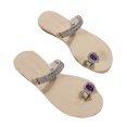 thumbnail image 2 of Styesk Womens Sandals Women's Summer Clip-toe Beach Rhinestone Soft Soled Flat Sandals, 2 of 5