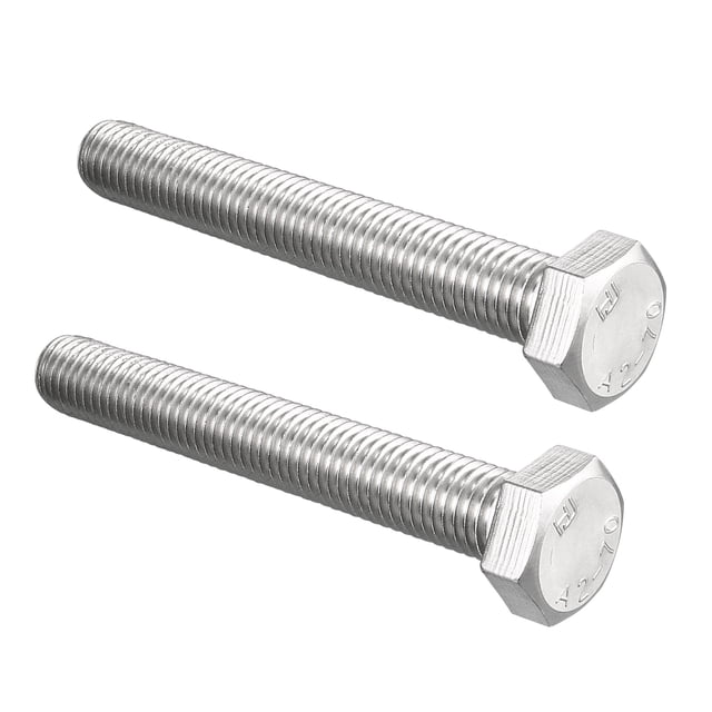 Unique Bargains Hex Screw Bolt, Metric M14x100mm 304 Stainless Steel 4.8 Grade Fully Threaded Hexagonal Screw Bolts 2 PCS