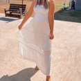 thumbnail image 2 of Mrat Robe Tube d'Été Décontractée pour Femme, Sans Manches, Unie en Dentelle, Robe de Cocktail, S-134 Blanc G, 2 of 8