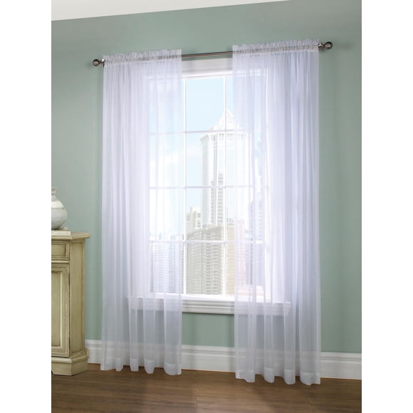 Loft Living Vizby European Voile Sheer Rod Pocket Curtain Pair each 56" x 95" in White