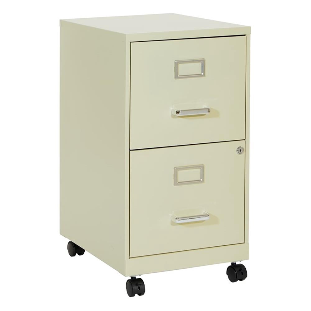 2 Drawer Mobile Locking Metal File Cabinet in Tan
